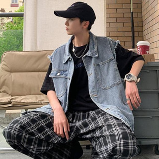 Áo khoác jean gile nam rách tưa cánh bản đẹp, áo khoát gile nam chất denim dáng rộng boy phố 8002