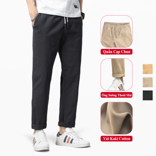 Quần Dài Baggy Nam Kaki Kiểu Dáng Unisex VICENZO Cao Cấp Vải Kaki Dày Dặn Cạp Chun Ống Đứng