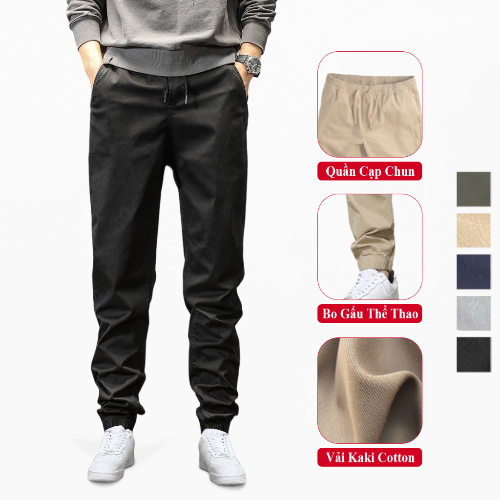 Quần Kaki Jogger Nam Vicenzo Cao Cấp Vải Cotton Đường May Chuẩn. Jogger Kaki Nam