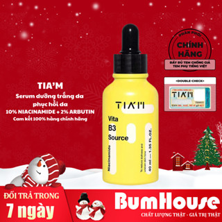 Serum 10% Niacinamide + 2% Arbutin TIAM Dưỡng Trắng, Phục Hồi Cho Da Dầu Mụn, Nhạy Cảm Tia'm Vita B3 Source 40ml