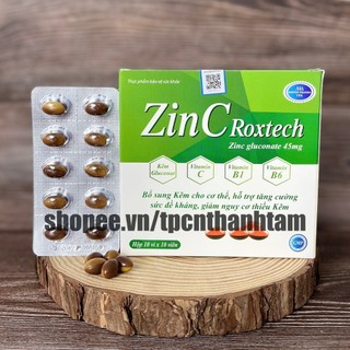 Viên uống tăng đề kháng ZinC Roxtech Xanh bổ sung kẽm hỗ trợ tăng cường hệ miễn dịch tăng cường sức khoẻ - Hộp 100 viên