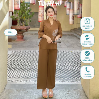 Đồ lam pháp phục hoa thêu TINH NHI thanh lịch và duyên dáng PP175