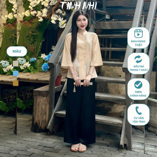 Đồ lam pháp phục thuê hoa TINH NHI thanh lịch và mềm mát PP177