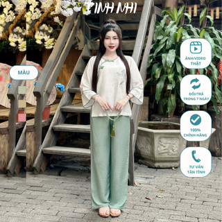 Đồ lam pháp phục phối viền TINH NHI mềm mại thoải mái PP176