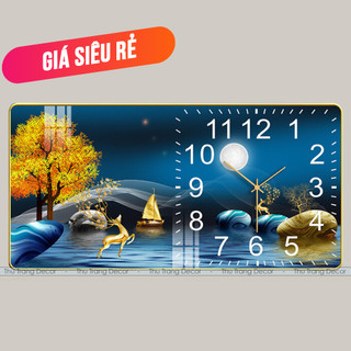 Đồng Hồ Treo Tường "HƯƠU TUẦN LỘC" Tráng Gương 5D Cao Cấp - Đồng Hồ Kim Trôi Phong Cách Hiện Đại