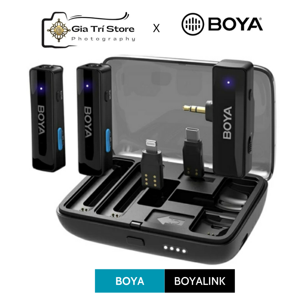 BOYA BOYALINK - Mic Thu Âm Không Dây 2.4GHz Kênh Đôi - Cổng Lightning, Type-C, 3.5mm TRS (BOYA LINK)
