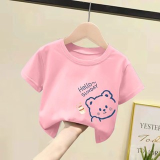 áo thun gia đinh, áo trắng bé gái, bé trai áo gấu hello cute mới nhất size 5-90kg