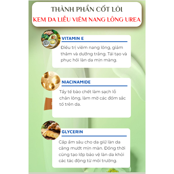 Kem Dưỡng Da Viêm Nang Lông, Cấp Ẩm Urea - Kem Urea Vitamin E Hỗ Trợ Khắc Phục Da Vẩy Nấm, Viêm Nang Lông, Mụn Body