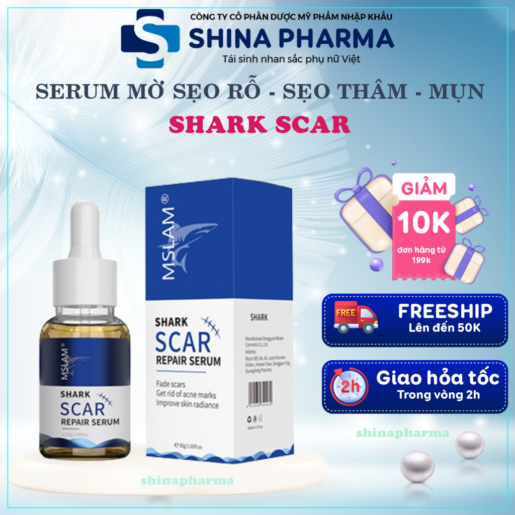 Tinh Chất Shark Scar Mờ Sẹo Rỗ, Sẹo Mụn, Sẹo Lâu Năm  - Tế Bào Gốc Cá Mập Shark Scar Giảm Sẹo Rỗ Sẹo Thâm Mụn