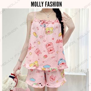 Set pijama 2 dây LOOPY xinh xắn thoáng mát Freesize dưới 55kg ❤️ Bộ ngủ nữ dễ thương Molly Fashion