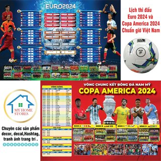 Lịch bóng đá Euro 2024 đẹp có keo sẵn, Lịch bóng đá Copa America 2024, decal bóng đá.