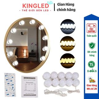 Đèn led gắn gương trang điểm thông minh 3 chế độ sáng tuỳ chỉnh bộ 10 bóng led cao cấp siêu sáng