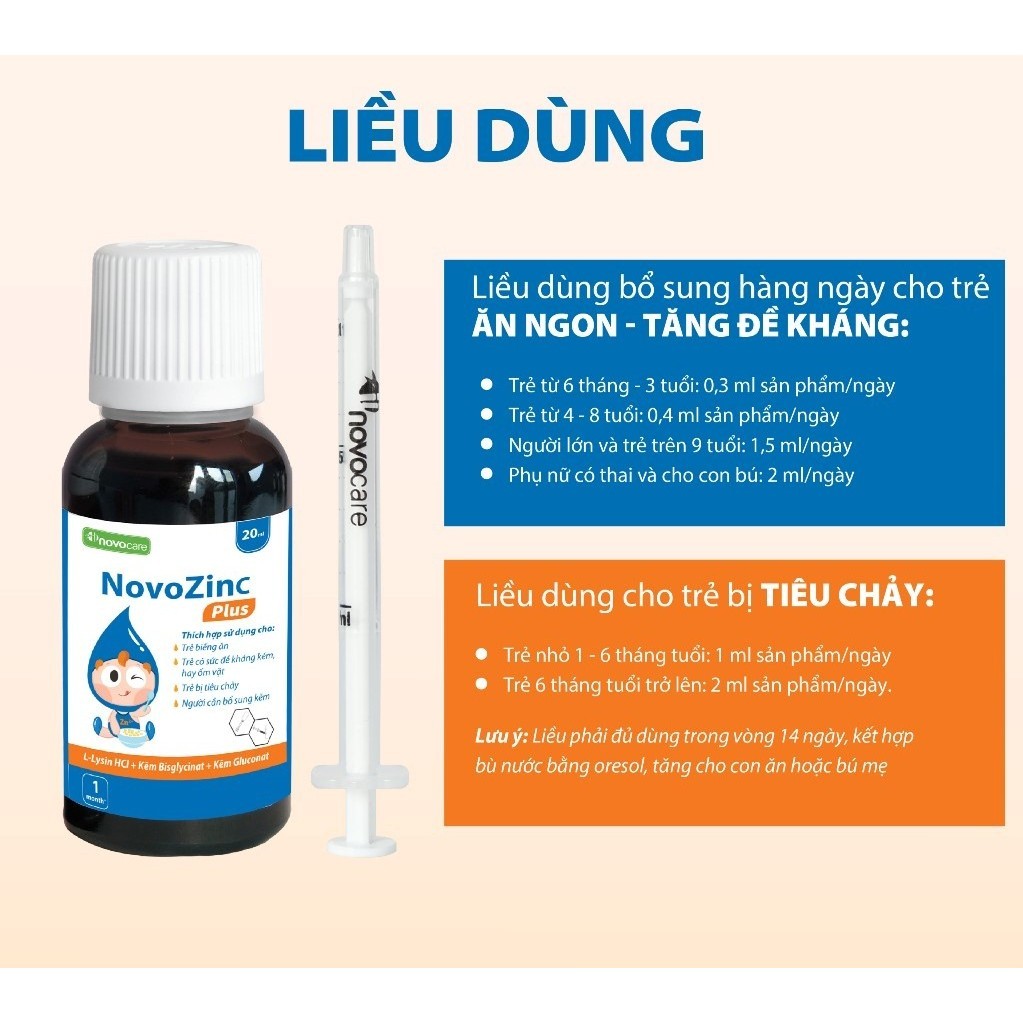 NovoZinC Plus (30ml, HD 2026)- BỔ SUNG KẼM HỮU CƠ NHỎ GIỌT, TĂNG CƯỜNG SỨC ĐỀ KHÁNG, GIÚP BÉ ĂN NGON