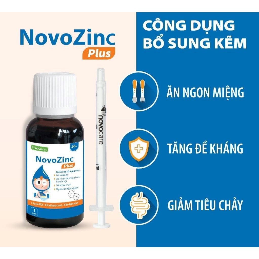 NovoZinC Plus (30ml, HD 2026)- BỔ SUNG KẼM HỮU CƠ NHỎ GIỌT, TĂNG CƯỜNG SỨC ĐỀ KHÁNG, GIÚP BÉ ĂN NGON