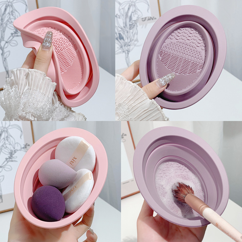 Combo Bộ Dụng Cụ Vệ Sinh Cọ Trang Điểm, Chậu Silicon Combo Set Giỏ Phơi Cọ, Nước Rửa Cọ Tiện Lợi SHUSHU COSMETICS