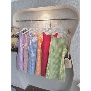 Đầm caro 2d cutout lưng nhiều màu