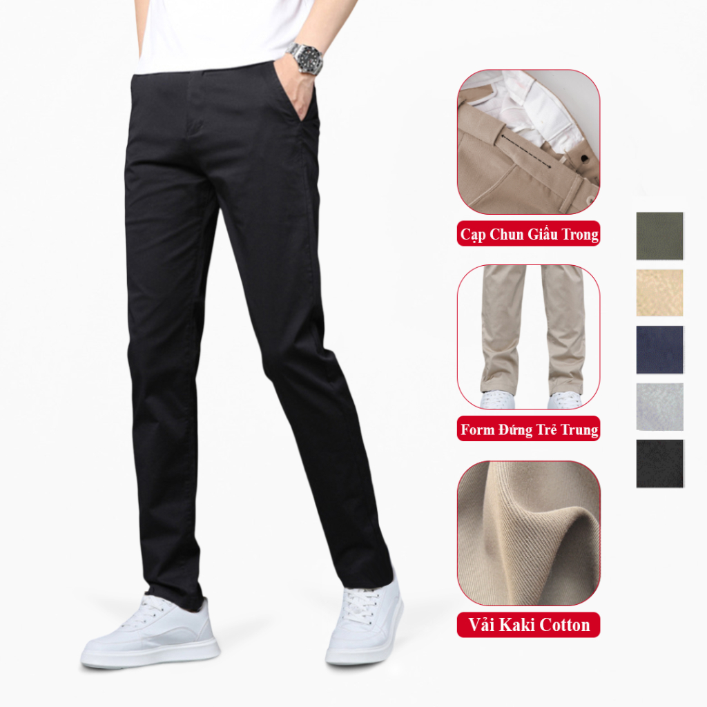 Quần Âu Kaki Nam Vicenzo Cao Cấp Đứng Form Phong Cách Trẻ Trung. Quần Kaki Nam Ống Đứng Đường May Chuẩn Hàng Xuất