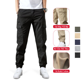 Quần Jogger Kaki Túi Hộp Nam Cao Cấp VICENZO Cạp Chun Bo Gấu Vải Cotton Dày Dặn, Jogger Kaki Túi Hộp Nam