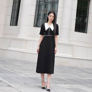 Váy nữ Molly Dress dáng dài phối cổ bẻ trắng, Đầm công sở chất tuyết nhung sang trọng tôn dáng VVNT052401 
