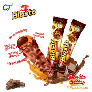 GIẢM GIÁ + QUÀ 100K _ Combo 2 hộp Ít Đường _ FULLO BLASTO Less Sugar _ Bánh quế choco caramel gạo rang (Hộp 180g)
