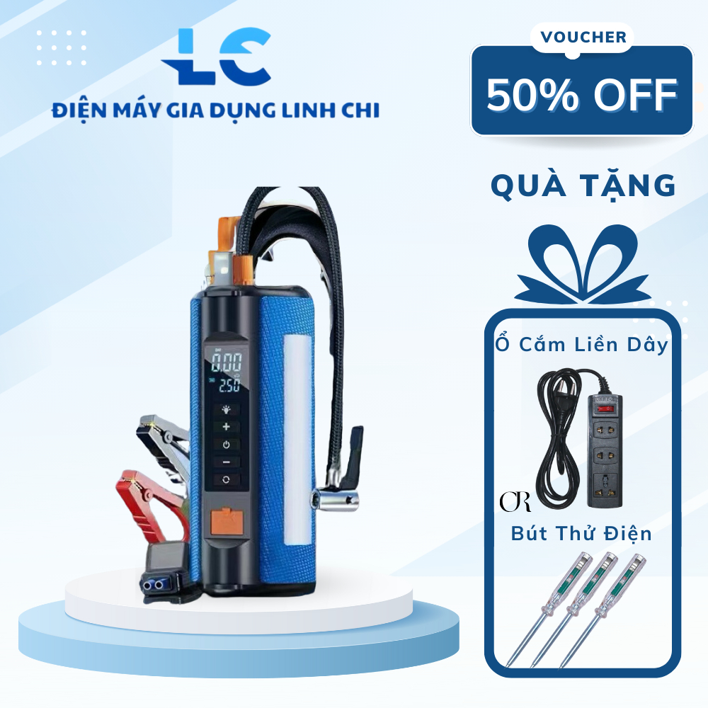 (MẪU MỚI) Bộ Kích Bình Ắc Quy Ô Tô Tích Hợp Bơm Lốp, Sạc Dự Phòng, Hàng Cao Cấp Chính Hãng BUWEI 100