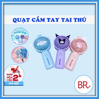 Sỉ Quạt cầm tay mini Kuromi, Cinnamoroll, quạt tai thú mini để bàn Mymelody, quạt tích điện mini sạc USB - 02168