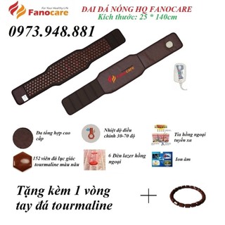 Đai đá nhiệt nóng HQ Fanocare KT 25*140cm kèm laze giảm mỡ bụng, giảm đau lưng, thoát vị