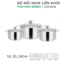 BỘ NỒI CATANIA LIỀN KHỐI INOX 3 MÓN CTP - 8731