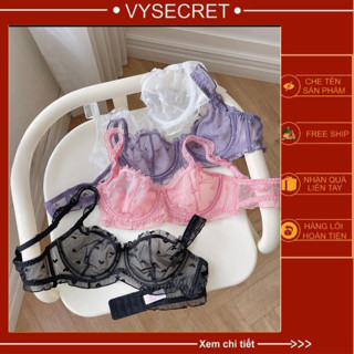Bộ đồ lót ren có gọng, áo lót không mút, lòng quả sâu ôm chọn bầu ngực, nâng ngực sexy thoáng mát - Mã 9312