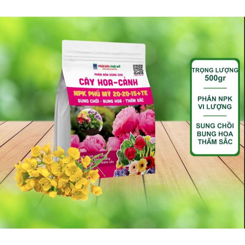 Phân Bón NPK Phú Mỹ 20-20-15+TE Bổ Sung Chất Dinh Dưỡng Cho Cây Hoa Cảnh Túi 500gr