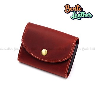 Ví thẻ 14 ngăn có 2 ngăn lớn đựng tiền có nút bóp da bò sáp ngựa điên Bente Leather