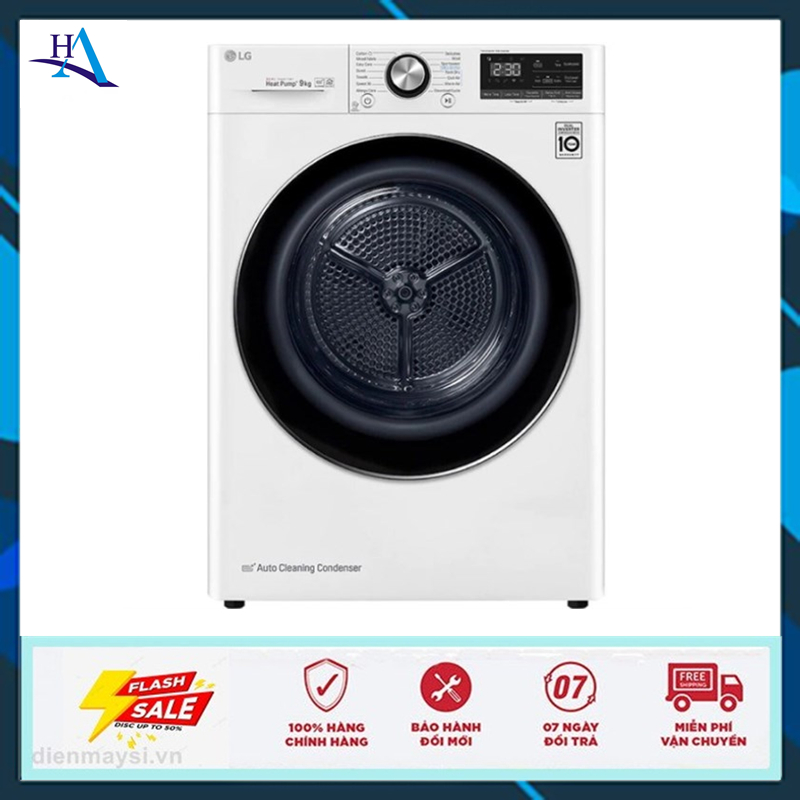Máy sấy bơm nhiệt LG 9 Kg DVHP09W (Miễn phí giao tại HCM-ngoài tỉnh liên hệ shop)