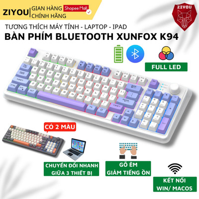 Bàn Phím Máy Tính Không Dây K94 LED Kết Nối Bluetooth Và USB 2.4G Cho Máy Tính Laptop ipad