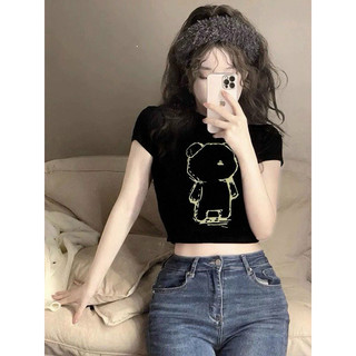 ÁO CROPTOP IN CHÚ BÉ GẤU LẮT CHẮT CRBEGAU UT