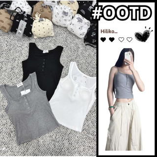Áo ba lỗ Nữ khuy cài ngực Kèm Mút ngực, Áo croptop vạt bầu kiểu dáng trẻ trung kiểu Hàn - Hiliko Aobalo023_P13k10