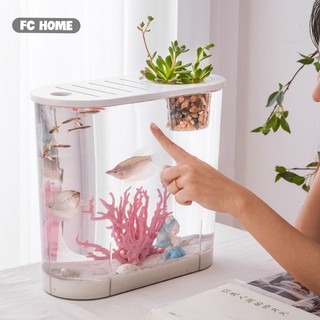 Bể cá bằng nhựa trong suốt chống vỡ BUNA, 32x14.4x16.2cm có nắp trang trí nhà, Hộp đựng đồ câu cá