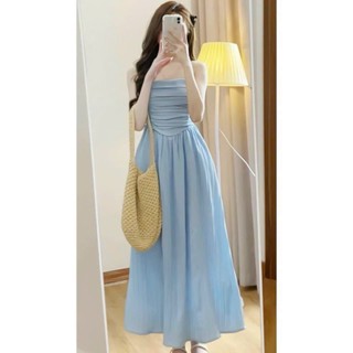 Váy cúp ngực, đầm hai dây chất đũi gân xếp ngực bánh bèo dễ thương đi chơi, dự tiệc, đi biển
