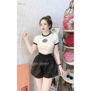 ÁO THUN CROPTOP VIỀN IN CÁI BÔNG CRVBONGCUC