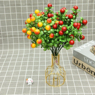 Hoa giả - Cành quả cherry màu vàng đỏ trang trí decor nhà cửa siêu xinh