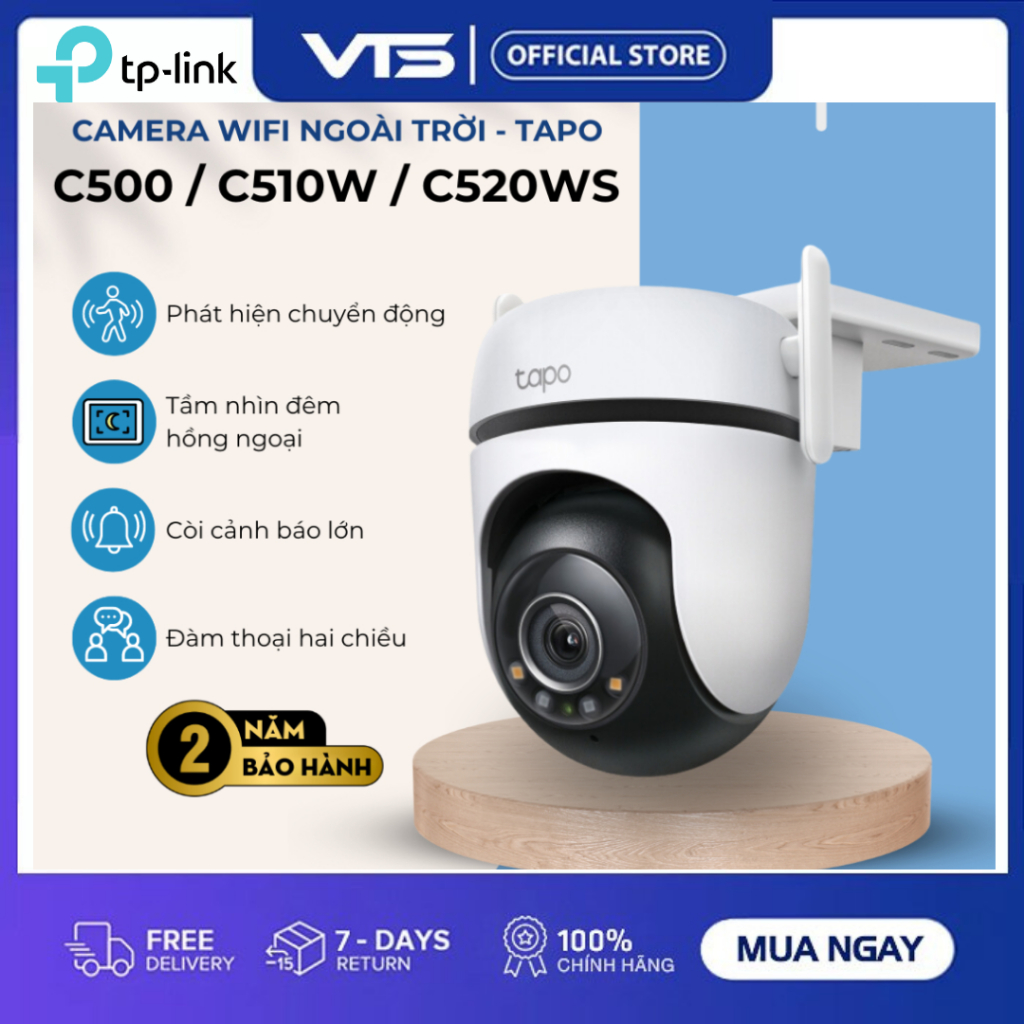 Camera WiFi TP-Link Tapo C510W / C520WS / C530WS Ngoài Trời, Xoay 360 Độ, Chính Hãng