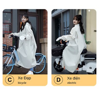 Áo mưa bảo vệ toàn thân vải Eva màu đặc(Có Khóa Kéo, Có Cúc Bấm, Đeo cặp)kính chắn gió không thấm nước