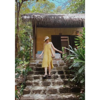 Váy Jumin Dress 2 dây với chất liệu Linen xước cao cấp mặc rất mát mẻ, đi du lịch, đi biển siêu xinh
