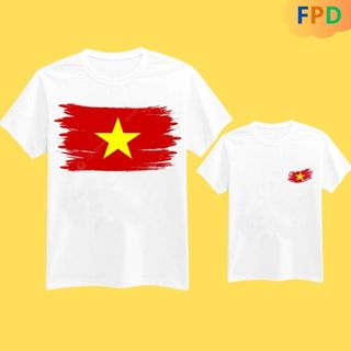 Áo cờ đỏ sao vàng trẻ em vải connton thiên nhiên thoáng mát ,Áo nhóm sao vàng đi chơi team building