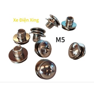 Bộ 8 ốc xoáy ốc vít M5 có long đền long vênh cho vỏ bình ắc quy, xoáy Ắc quy xe điện 12v-12ah,12V-14Ah,12v-20ah,12V-30Ah