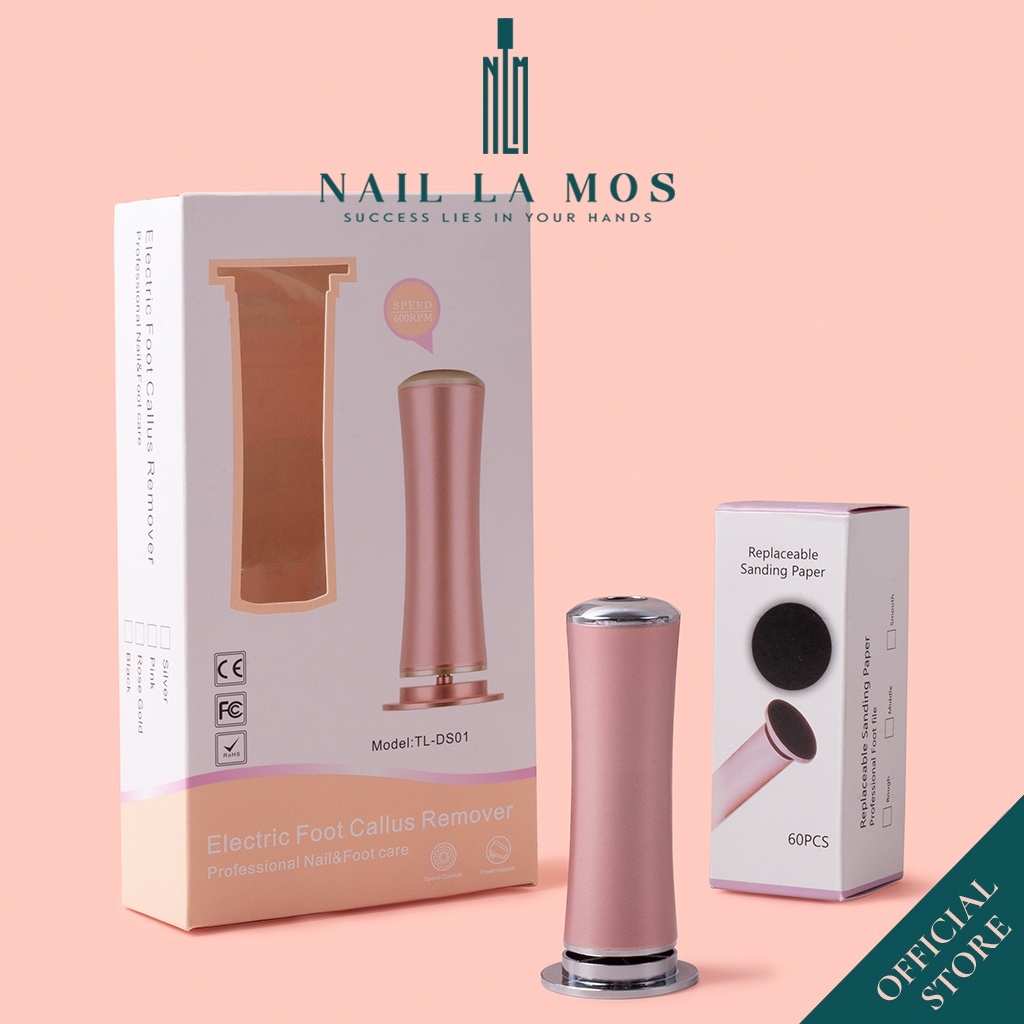 Máy Chà Gót Chân Tl - Ds01 Chính Hãng (Bảo Hành Thân Máy 6 Tháng) - Hộp 60 Miếng Nhám Mài Gót Chuyên Dụng Ngành Nails Spa