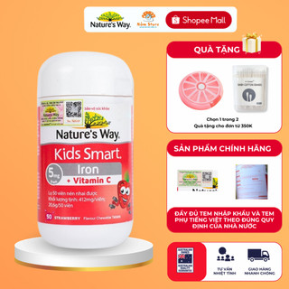 Tăng Sức Đề Kháng Cho Bé Nature's Way Kids Smart Iron Vitamin C Bổ Sung Sắt Tăng Cường Miễn Dịch 50V