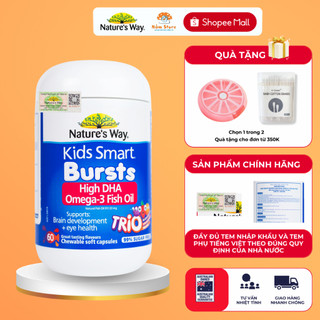 DHA Dầu Cá Nature's Way Omega-3 Fish Oil Trio Tăng Khả Năng Tập Trung Sáng Mắt Cho Bé 60 Viên