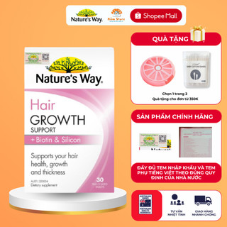 Hỗ Trợ Mọc Tóc Nature’s Way Hair Growth Support + Biotin & Silicon Giảm Rụng Tóc Hộp 30 Viên