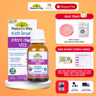 Vitamin D3 Nature's Way Kids Smart INFANT DROPS VD3 Cung Cấp Canxi Cho Bé Tăng Chiều Cao 13ml