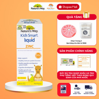 Bổ sung kẽm Nature's Way Kids Smart Liquid Zinc hỗ trợ bé ăn ngon miêng tốt cho hệ tiêu hóa 200ml